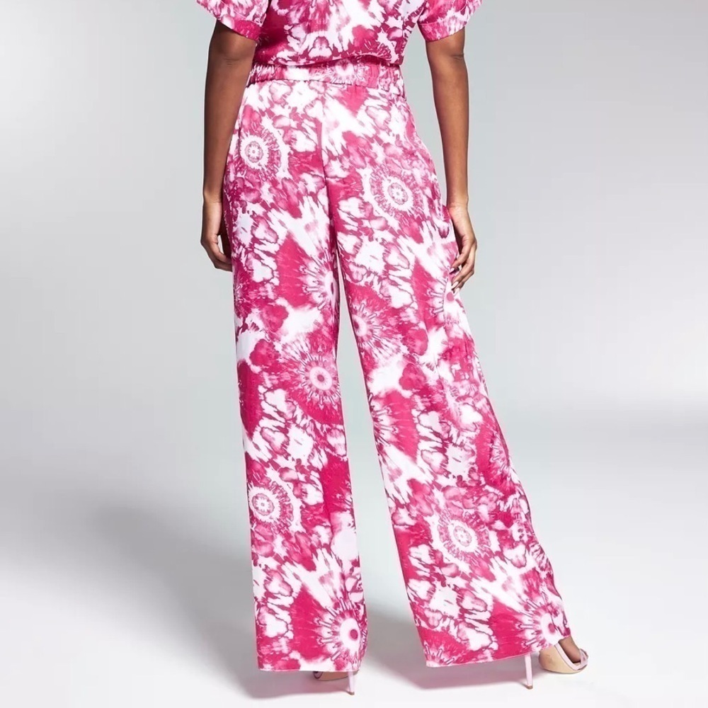 Ade Samuel for INC Printed Wide-Leg Trousers,‎ Daphne Dye Pink Floral Size XXXL - Picture 2 of 8
